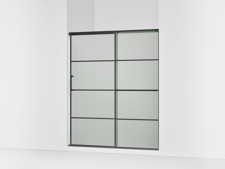 KOHLER K-707608-6G80 Elate Sliding shower door, 70-1/2" H x 56-1/4 - 59-5/8" W, with 1/4" thick Frosted glass with rectangular grille pattern