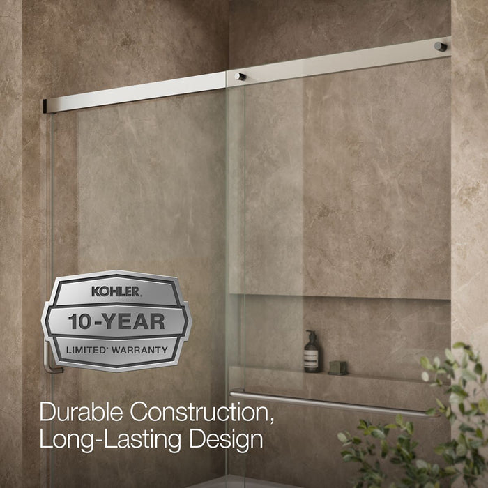 KOHLER K-707609-6L Elate 56-3/4" H sliding bath door with 1/4"-thick glass, matte nickel - view 5