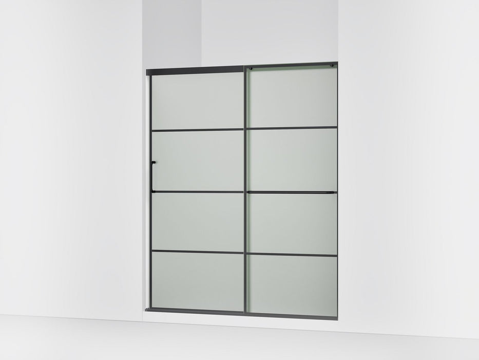 KOHLER K-707615-8G80 Elate Sliding shower door, 75-1/2" H x 56-1/4 - 59-5/8" W, with heavy 5/16" thick Frosted glass with rectangular grille pattern