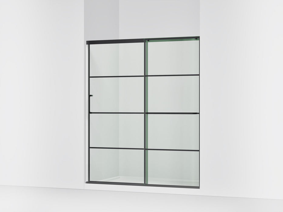 KOHLER K-707616-8G79 Elate Sliding shower door, 75-1/2" H x 62-1/4 - 65-5/8" W, with heavy 5/16" thick Crystal Clear glass with rectangular grille pattern