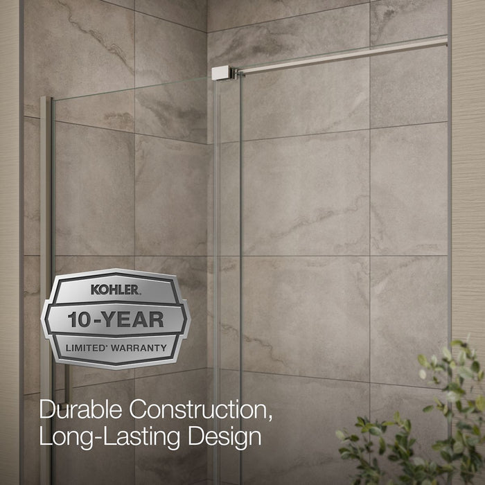 KOHLER K-707623-8L Echelon Sliding bath door, 58-1/4" H x 55-3/4 - 59-3/4" W, with 5/16" thick Crystal Clear glass,...