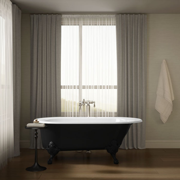 KOHLER K-710-P5 Iron Works Historic 66" x 36" freestanding bath, black exterior with white interior - view 5