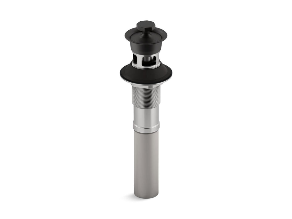 KOHLER K-7127-A Bathroom sink drain with overflow and non-removable metal stopper, matte black