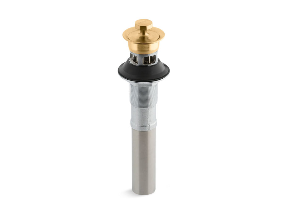 KOHLER K-7127-A Bathroom sink drain with overflow and non-removable metal stopper, vibrant brushed moderne brass