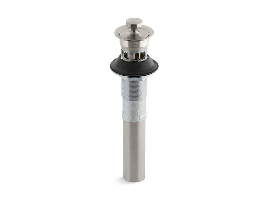 KOHLER K-7127-A Bathroom sink drain with overflow and non-removable metal stopper, vibrant brushed nickel