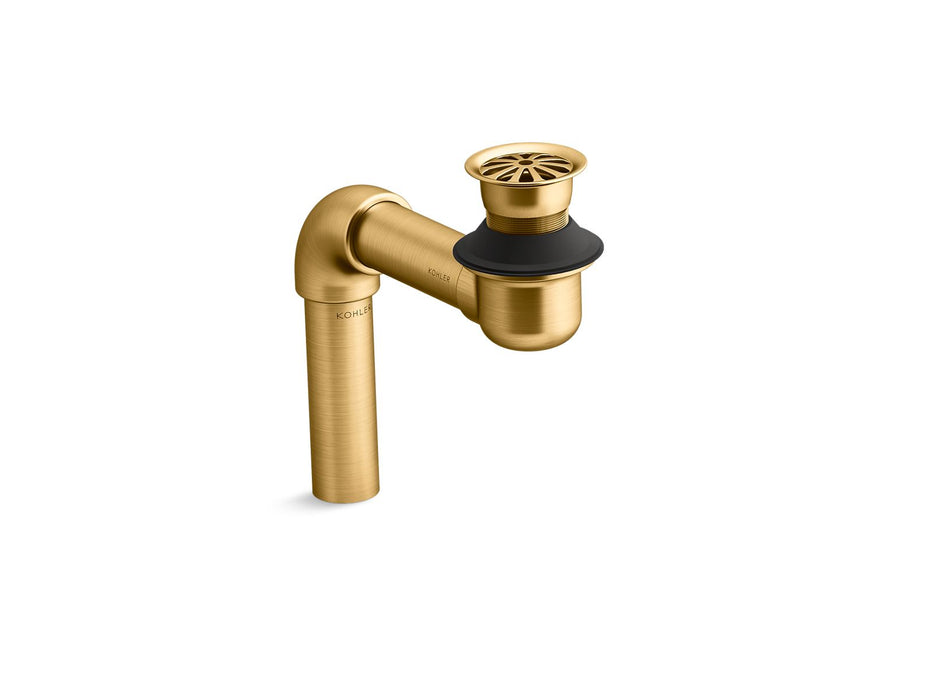 KOHLER K-7131-A Bathroom sink offset drain with open strainer, vibrant brushed moderne brass