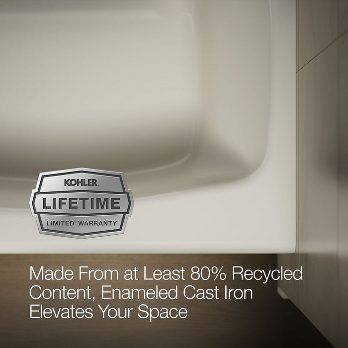 KOHLER K-715 Villager 60" x 30-1/4" alcove bath, left drain, biscuit - view 2
