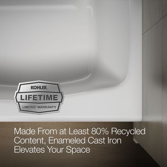 KOHLER K-715 Villager 60" x 30-1/4" alcove bath, left drain, white - view 2