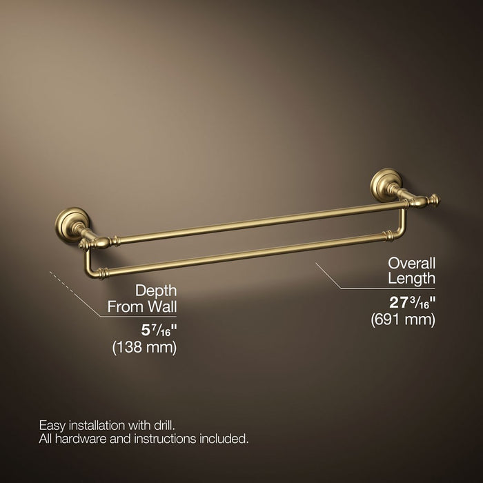 KOHLER K-72570 Artifacts 24" double towel bar, vibrant brushed moderne brass - view 5