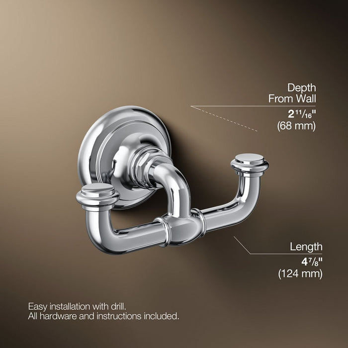KOHLER K-72572 Artifacts Double robe hook, polished chrome - view 4