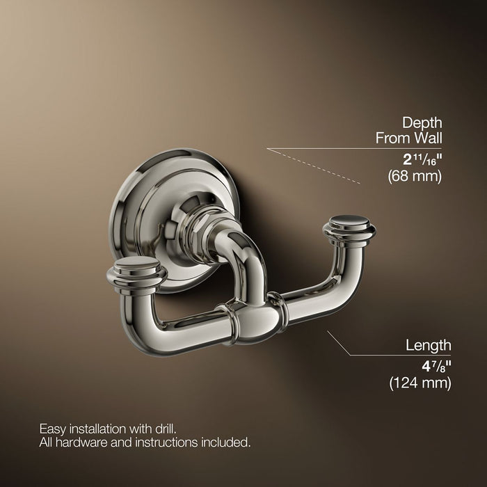 KOHLER K-72572 Artifacts Double robe hook, vibrant polished nickel - view 4