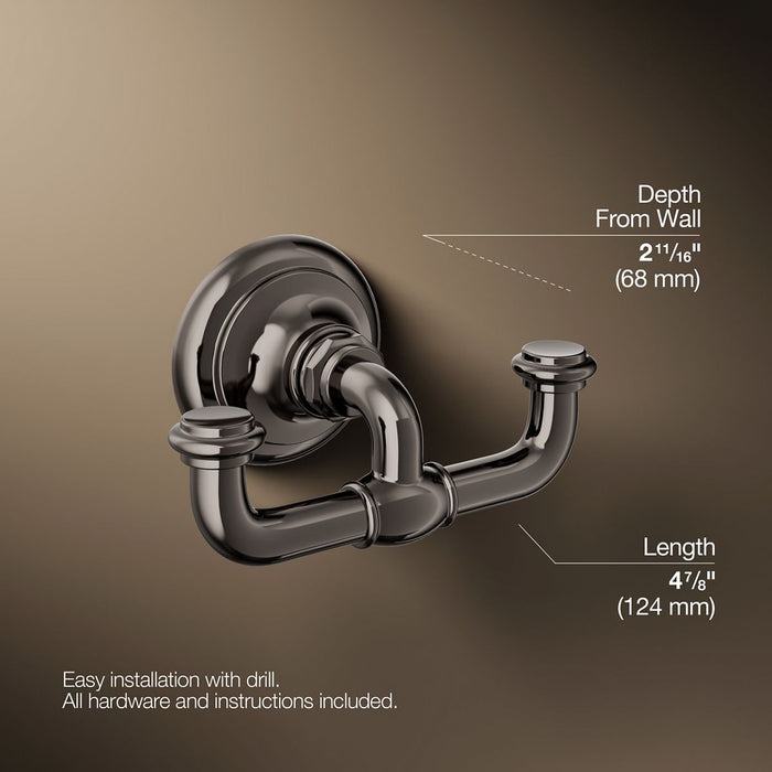 KOHLER K-72572 Artifacts Double robe hook, vibrant titanium - view 4