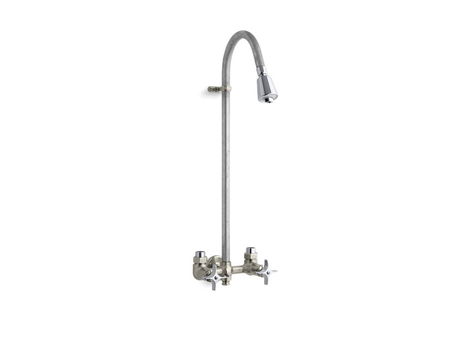 KOHLER K-7258 Industrial exposed shower with reversible yoke and galvanized riser, rough plate