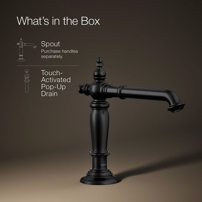 KOHLER K-72760 Artifacts Bathroom sink faucet spout with Column design, 1.2 gpm, matte black - view 5