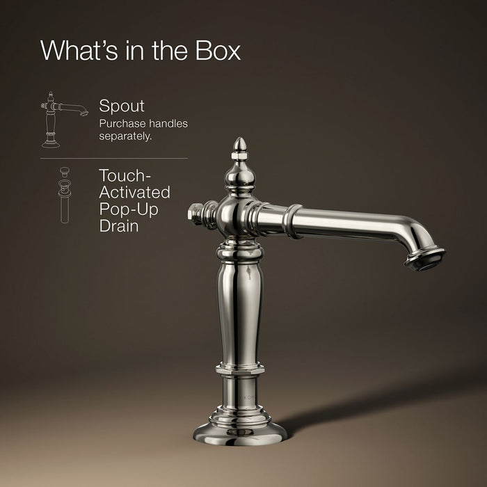 KOHLER K-72760 Artifacts Bathroom sink faucet spout with Column design, 1.2 gpm