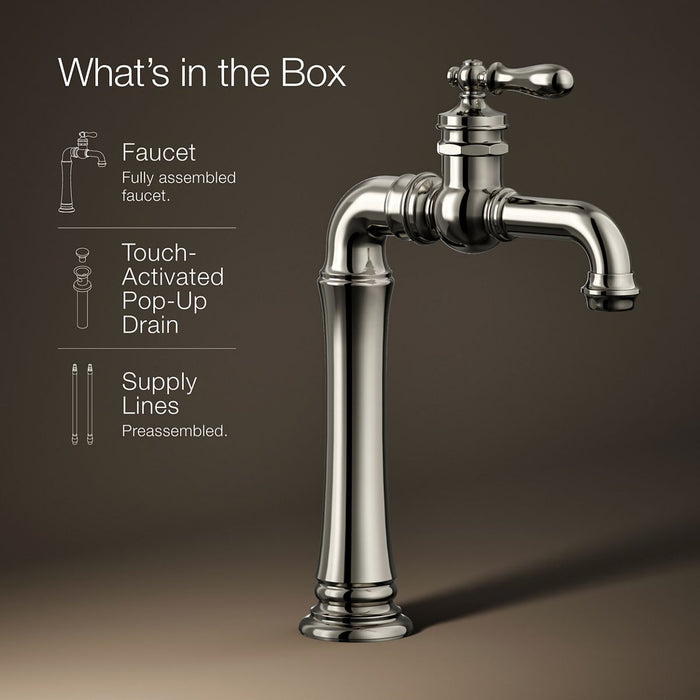 KOHLER K-72763-9M Artifacts Gentleman's Single-handle bathroom sink faucet, 1.2 gpm