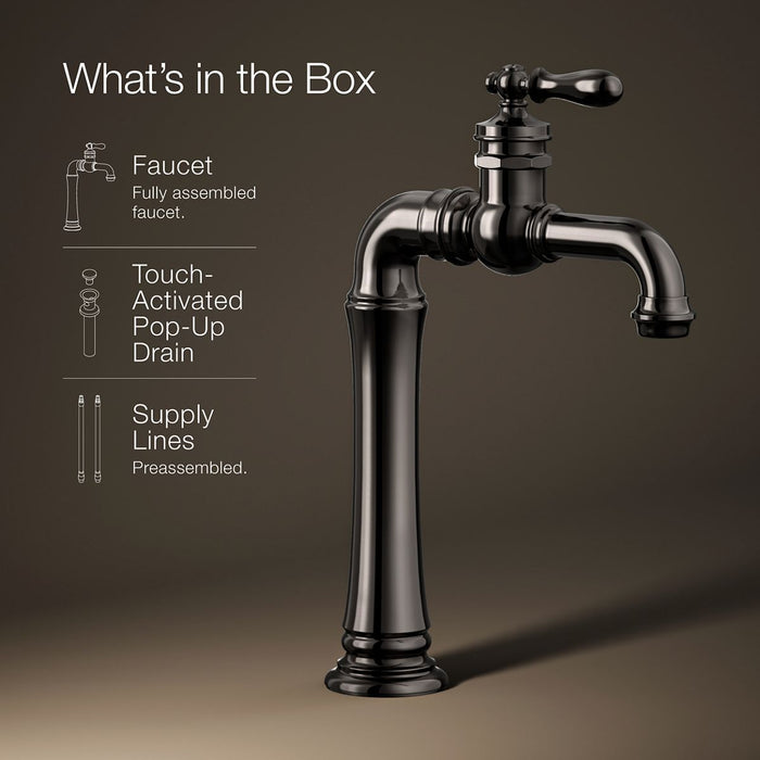 KOHLER K-72763-9M Artifacts Gentleman's Single-handle bathroom sink faucet, 1.2 gpm