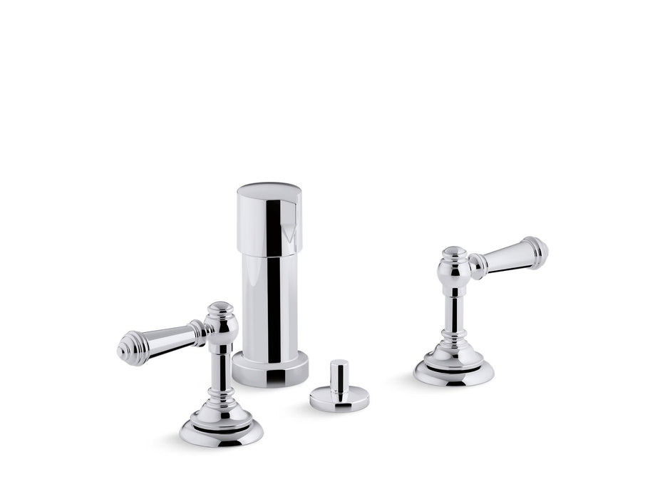 KOHLER K-72765-4 Artifacts Widespread bidet faucet with lever handles, polished chrome