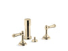 KOHLER K-72765-4 Artifacts Widespread bidet faucet with lever handles, vibrant french gold