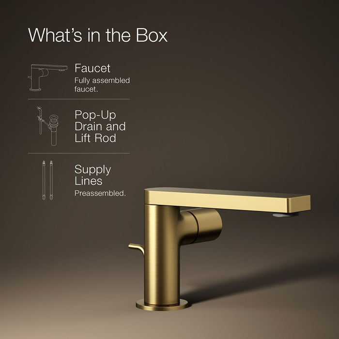 KOHLER K-73050-7 Composed Single-handle bathroom sink faucet with Cylindrical handle, 1.2 gpm, vibrant brushed moderne...