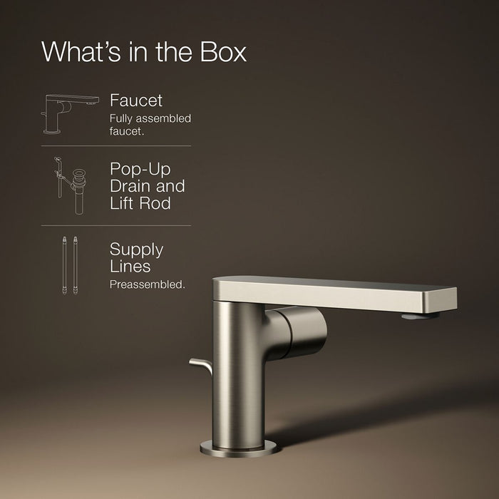 KOHLER K-73050-7 Composed Single-handle bathroom sink faucet with Cylindrical handle, 1.2 gpm, vibrant brushed nickel -...