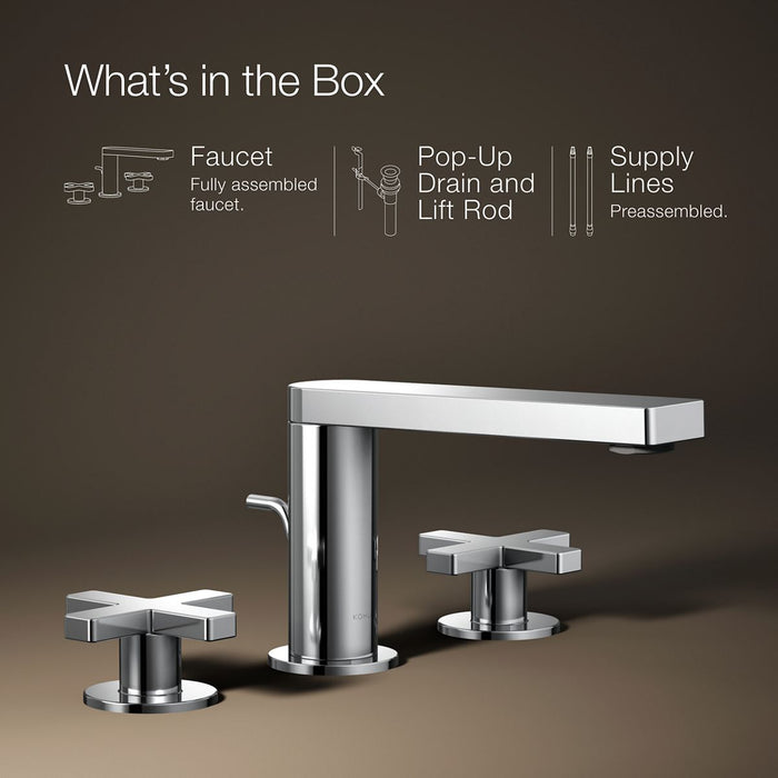 KOHLER K-73060-3 Composed Widespread bathroom sink faucet with Cross handles, 1.2 gpm