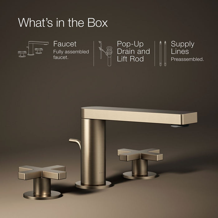 KOHLER K-73060-3 Composed Widespread bathroom sink faucet with Cross handles, 1.2 gpm