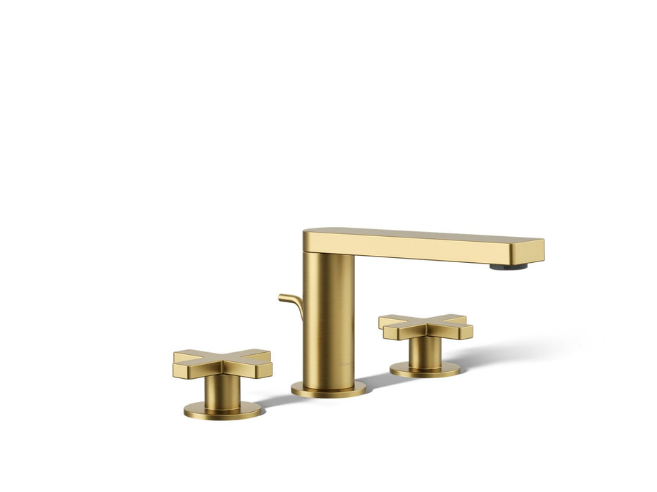 KOHLER K-73060-3 Composed Widespread bathroom sink faucet with Cross handles, 1.2 gpm, vibrant brushed moderne brass