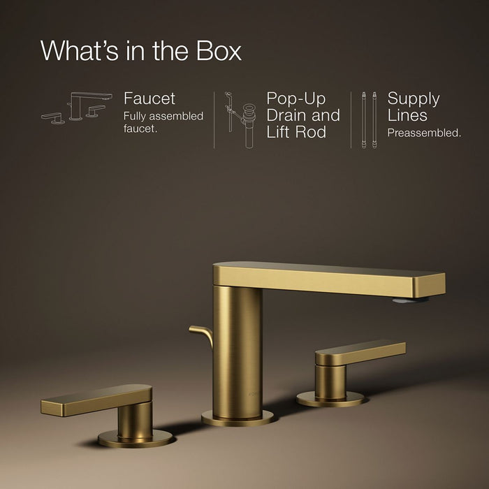 KOHLER K-73060-4 Composed Widespread bathroom sink faucet with Lever handles, 1.2 gpm, vibrant brushed moderne brass - view 5