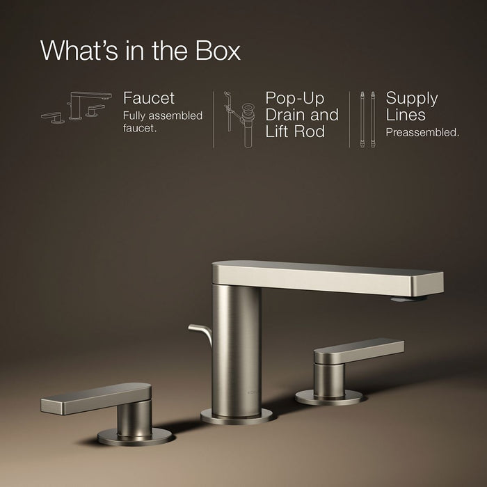 KOHLER K-73060-4 Composed Widespread bathroom sink faucet with Lever handles, 1.2 gpm, vibrant brushed nickel - view 5