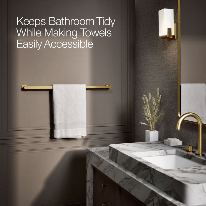 KOHLER K-73143 Composed 30" towel bar, vibrant brushed moderne brass - view 4