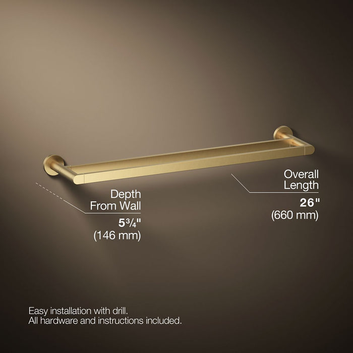KOHLER K-73144 Composed 24" double towel bar, vibrant brushed moderne brass - view 5