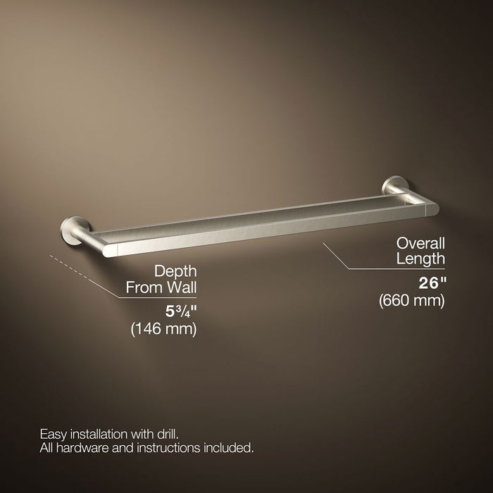 KOHLER K-73144 Composed 24" double towel bar, vibrant brushed nickel - view 5