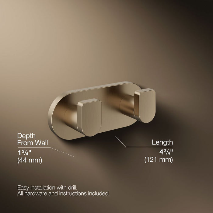 KOHLER K-73146 Composed Double robe hook, vibrant brushed bronze - view 5