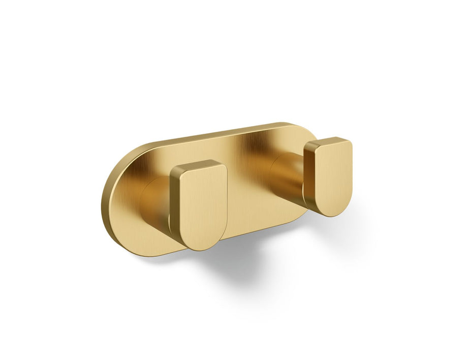 KOHLER K-73146 Composed Double robe hook, vibrant brushed moderne brass
