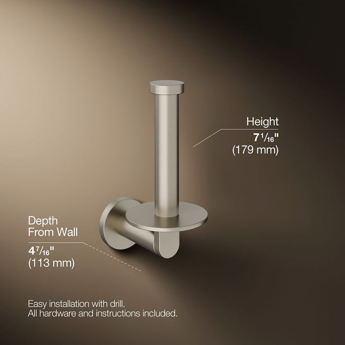 KOHLER K-73148 Composed Vertical toilet paper holder, vibrant brushed nickel - view 5