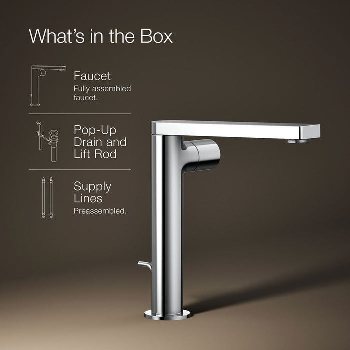 KOHLER K-73159-7 Composed Tall single-handle bathroom sink faucet with Cylindrical handle, 1.2 gpm