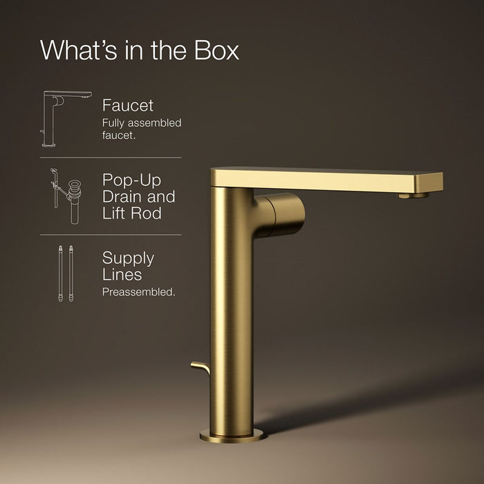 KOHLER K-73159-7 Composed Tall single-handle bathroom sink faucet with Cylindrical handle, 1.2 gpm, vibrant brushed...
