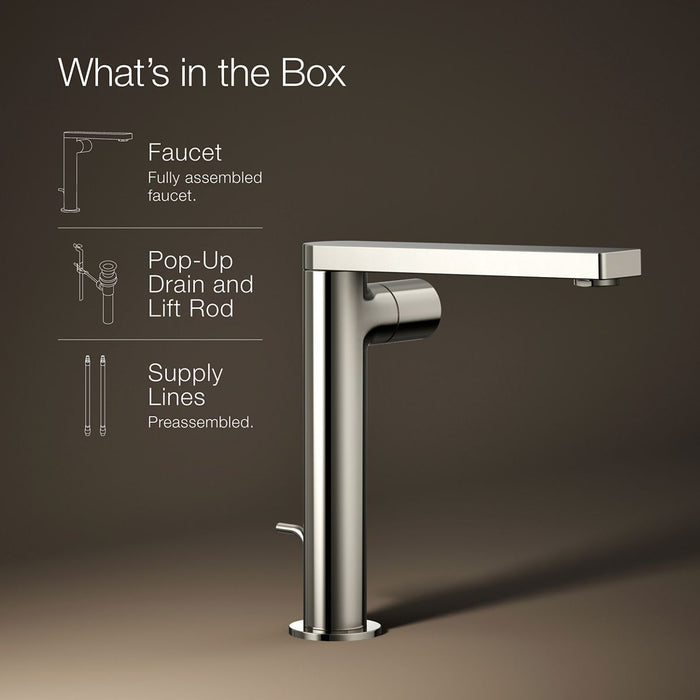 KOHLER K-73159-7 Composed Tall single-handle bathroom sink faucet with Cylindrical handle, 1.2 gpm
