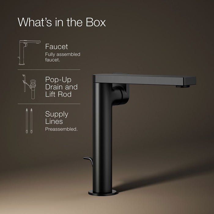KOHLER K-73168-4 Composed Tall single-handle bathroom sink faucet with Lever handle, 1.2 gpm, matte black - view 5