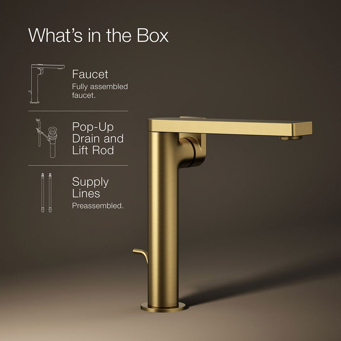 KOHLER K-73168-4 Composed Tall single-handle bathroom sink faucet with Lever handle, 1.2 gpm, vibrant brushed moderne...