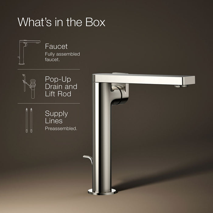 KOHLER K-73168-4 Composed Tall single-handle bathroom sink faucet with Lever handle, 1.2 gpm