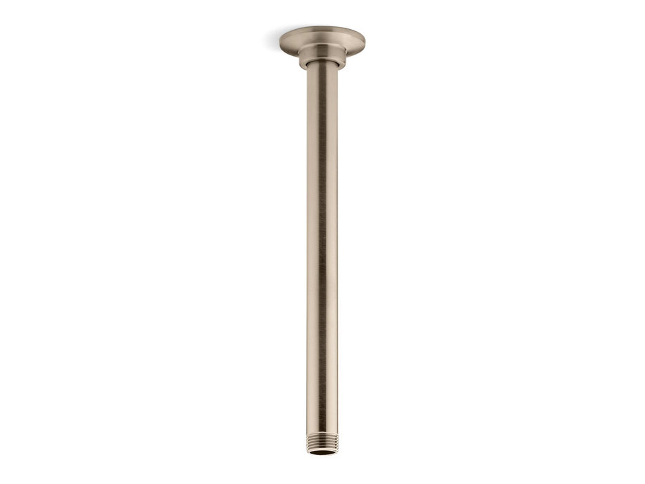 KOHLER K-7392 12" ceiling-mount single-function rainhead arm and flange, vibrant brushed bronze