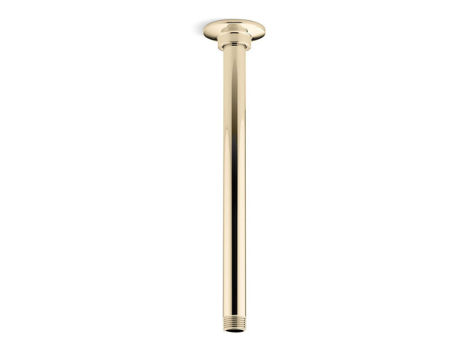 KOHLER K-7392 12" ceiling-mount single-function rainhead arm and flange, vibrant french gold