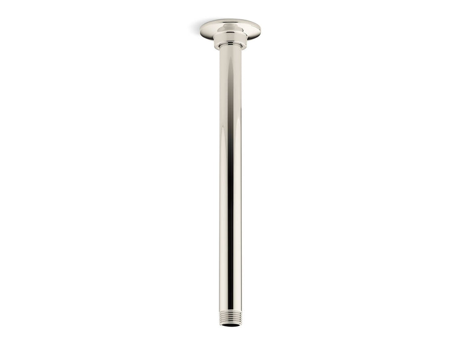 KOHLER K-7392 12" ceiling-mount single-function rainhead arm and flange, vibrant polished nickel