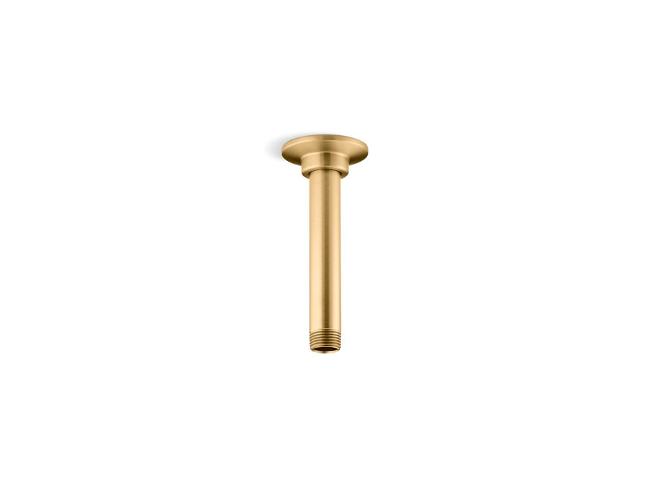 KOHLER K-7394 6" ceiling-mount single-function rainhead arm and flange, vibrant brushed moderne brass