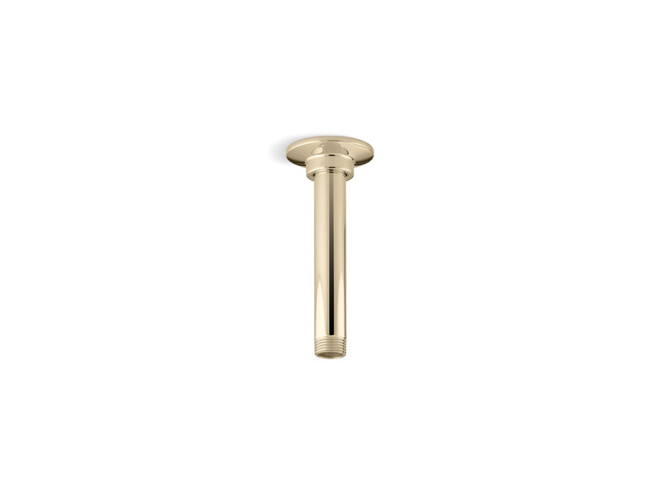 KOHLER K-7394 6" ceiling-mount single-function rainhead arm and flange, vibrant french gold