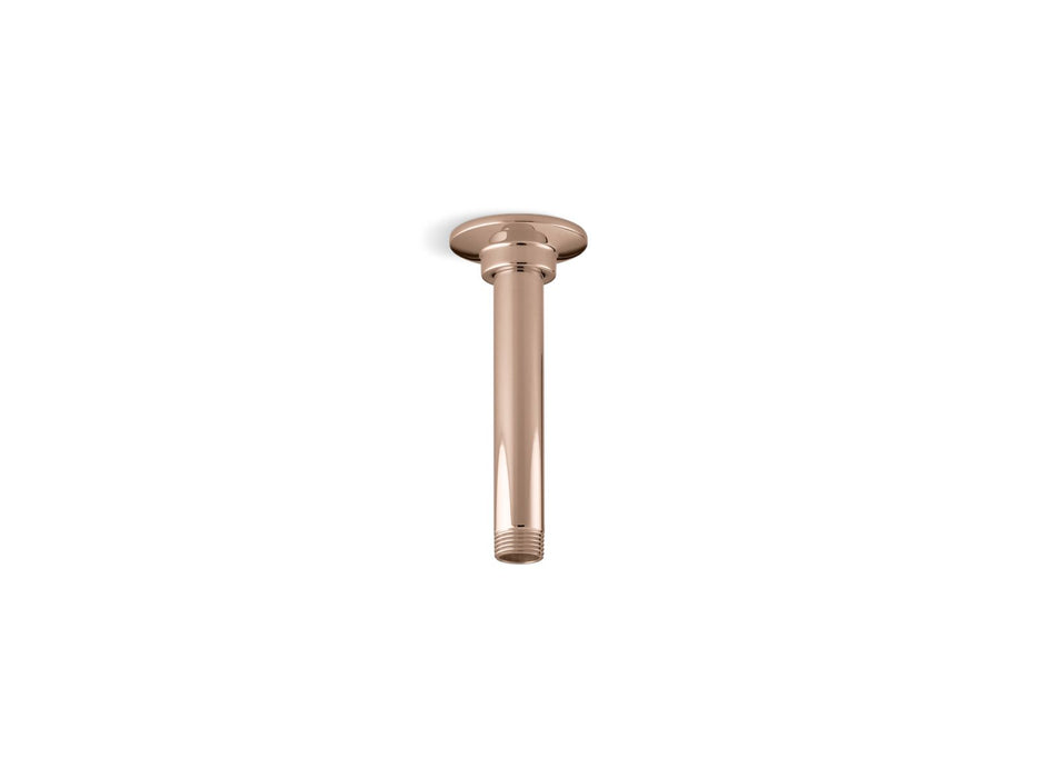 KOHLER K-7394 6" ceiling-mount single-function rainhead arm and flange, vibrant rose gold