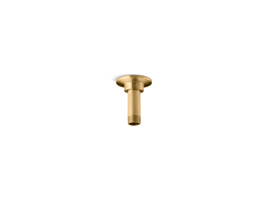 KOHLER K-7396 3" ceiling-mount single-function rainhead arm and flange, vibrant brushed moderne brass