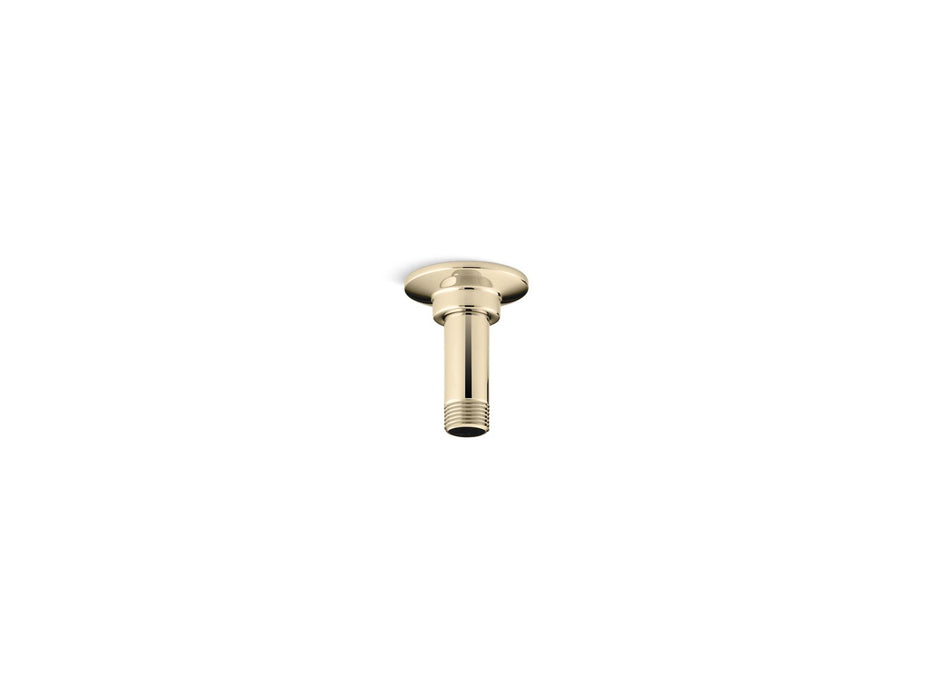 KOHLER K-7396 3" ceiling-mount single-function rainhead arm and flange, vibrant french gold